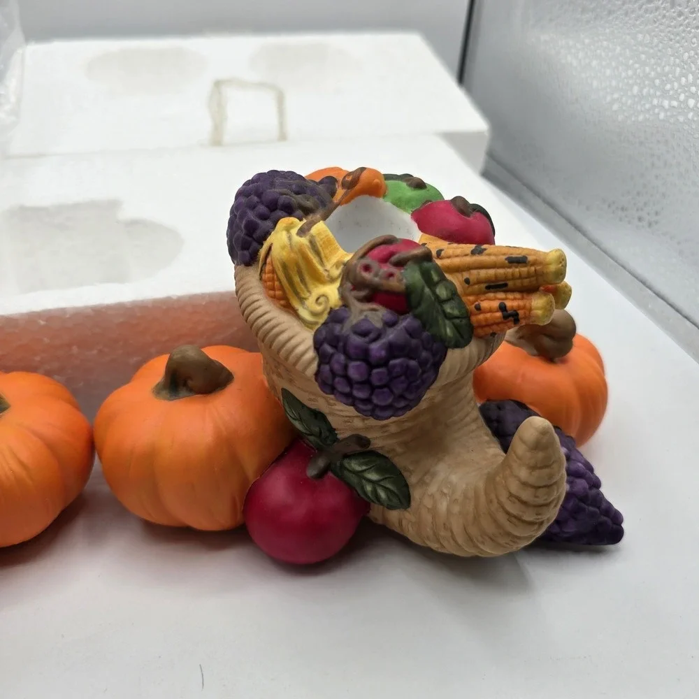 Partylite Harvest Time Taper Candle Holders CORNUCOPIA PUMPKIN Thanksgiving Fall